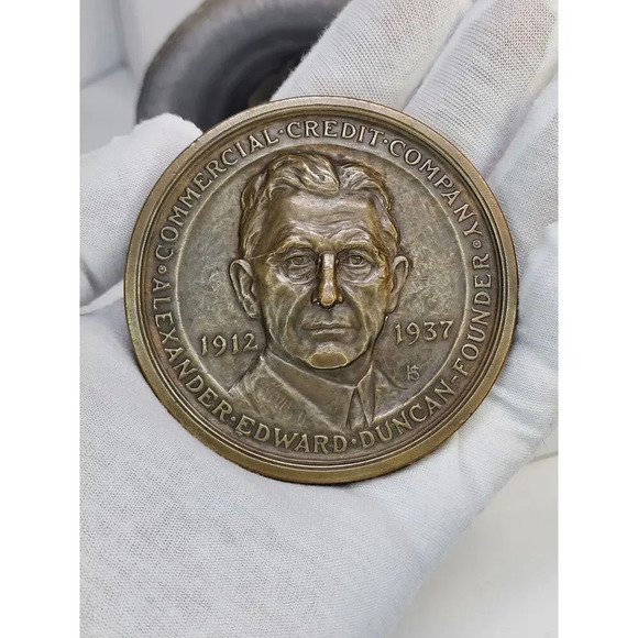 1912-1937 Commercial Credit Co Founder 25th Anniversary Bronze Coin/Medallion - Picture 1 of 10
